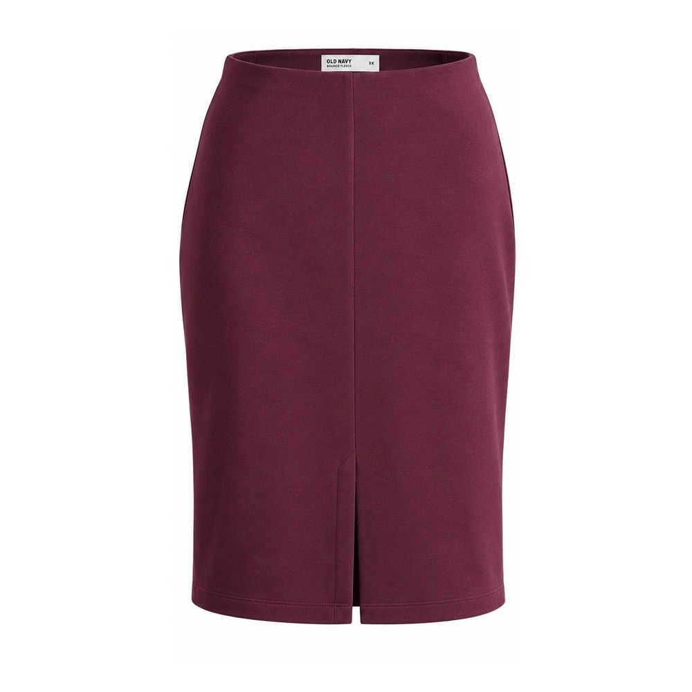 New Old Navy Bounce Fleece Skirt Women 3X Burgundy Plum Extra High-Rise Midi